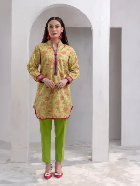 1pc Unstitched Printed Dobby Silk Lawn Kurti