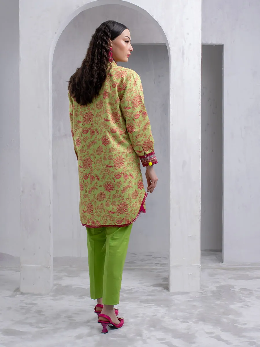 1pc Unstitched Printed Dobby Silk Lawn Kurti