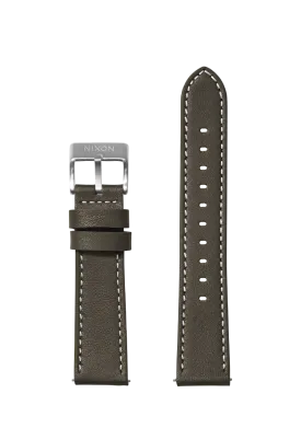 23mm Stitched Leather Band - Dark Olive