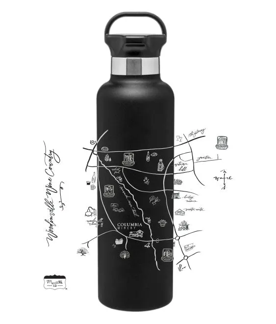 24 Oz. Stainless Insulated Gear Water Bottle Printed with a Customizable CALLIGRAPHY MAP Design