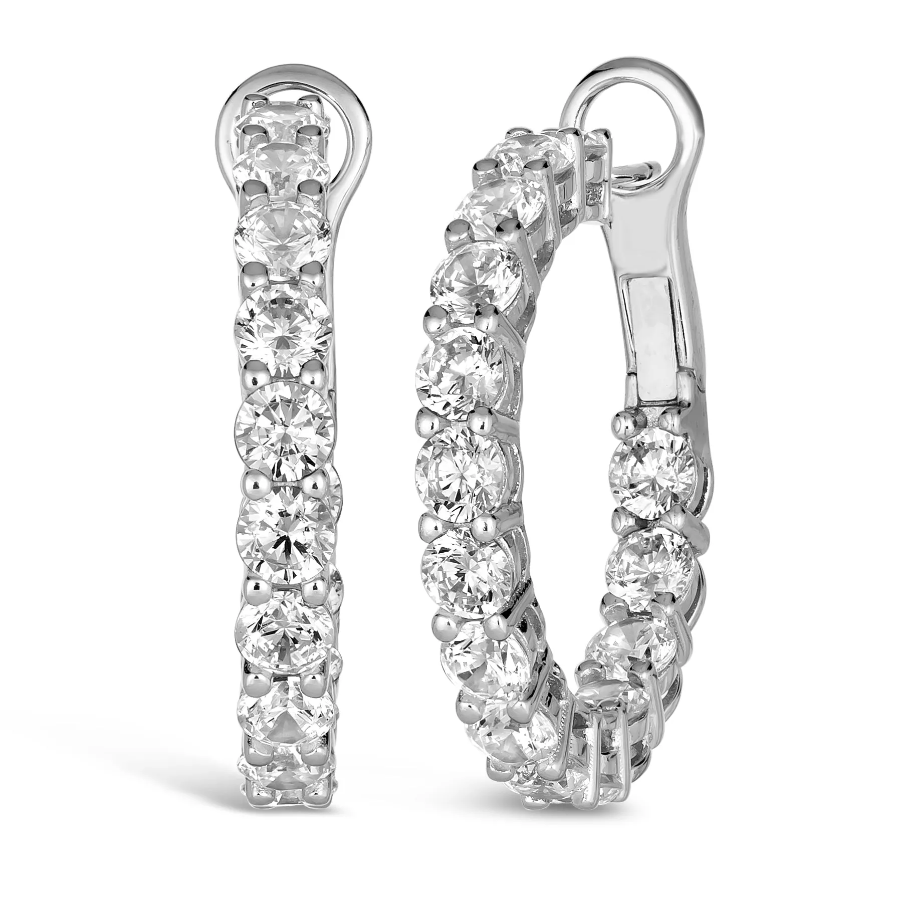 3.75 Carat Inside Out Shared Prong Hoops