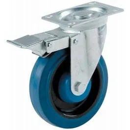 4-Inch Blue Swivel Plate Caster/ Brake