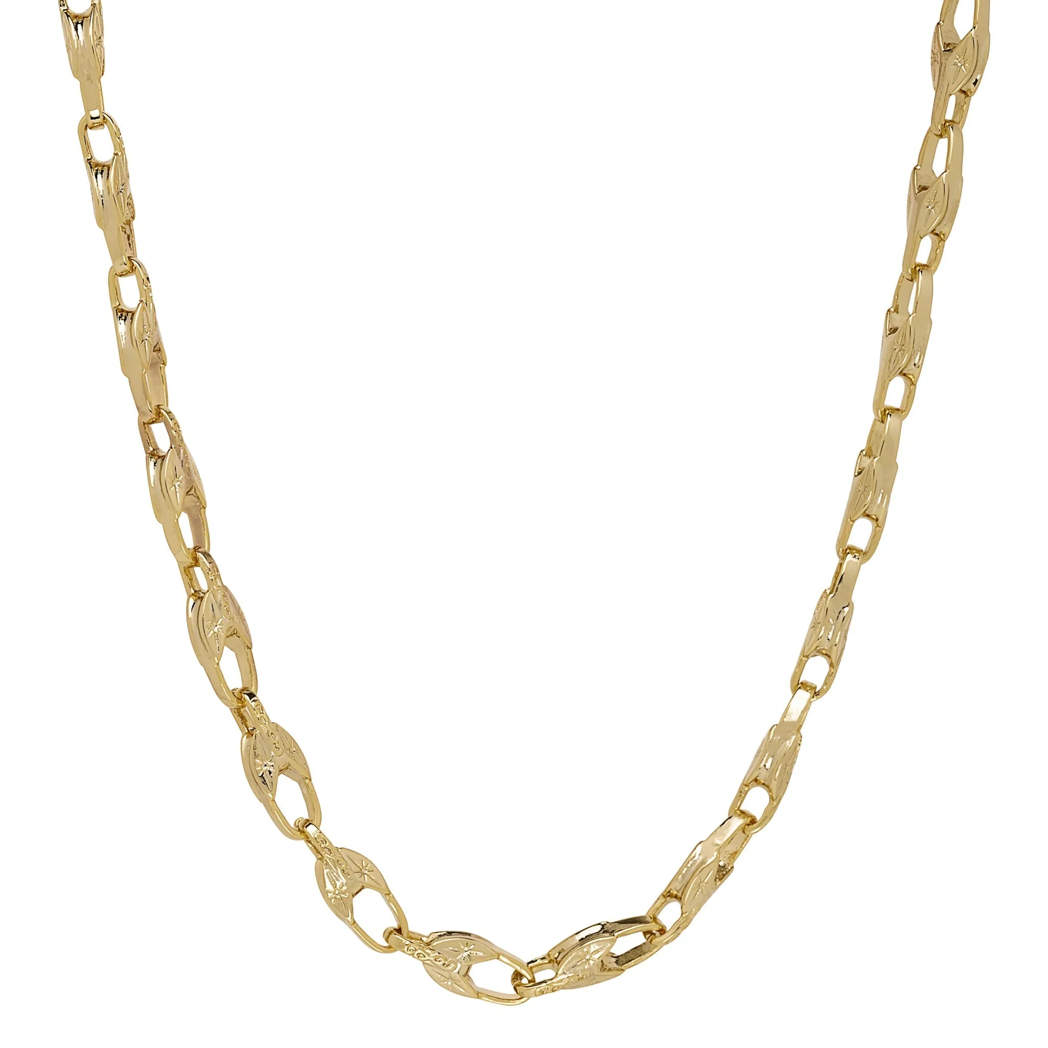 8mm Gold Filled Bonded Ornate Flat Tulip Chain 20 Inches