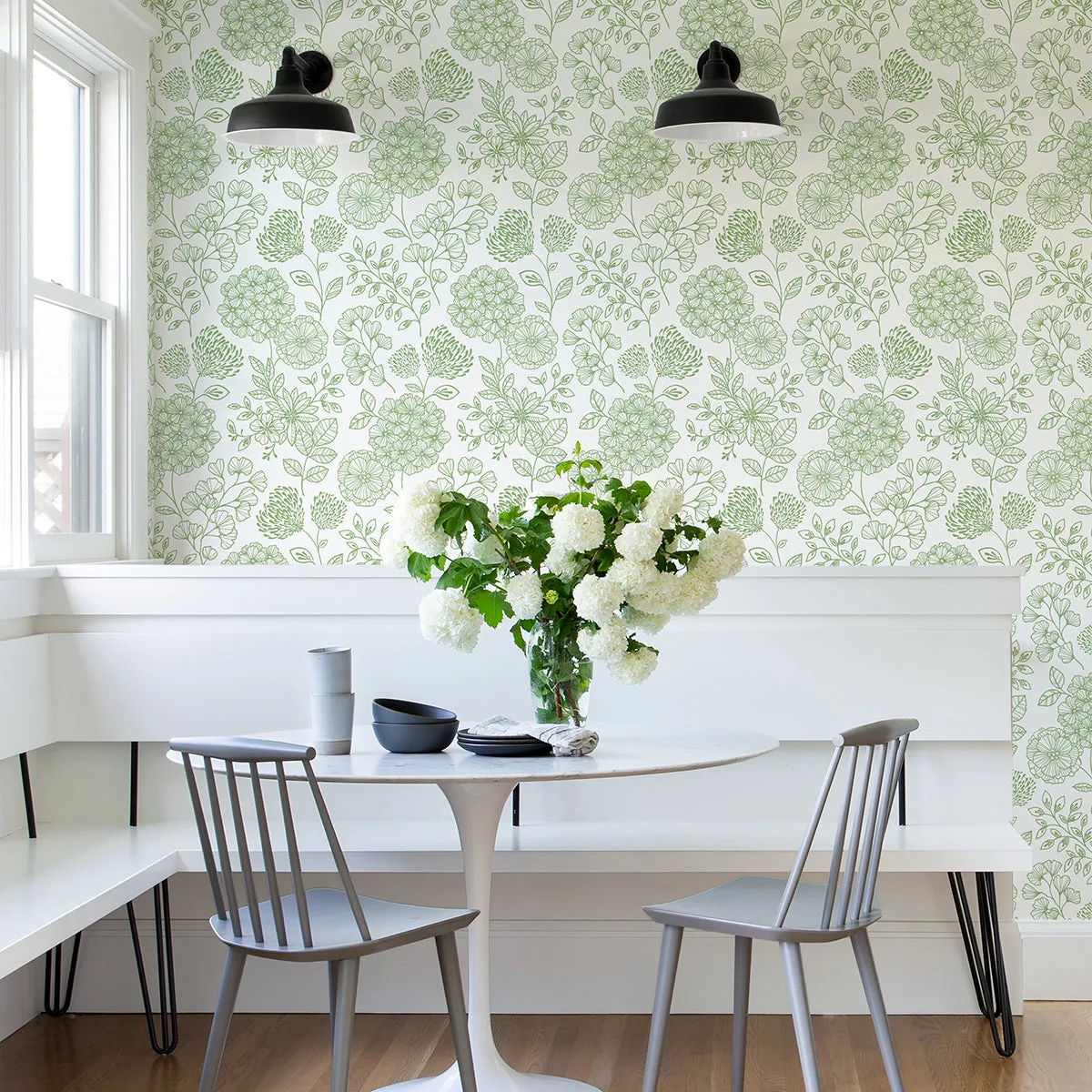 Ada Green Floral Wallpaper from the Scott Living II Collection