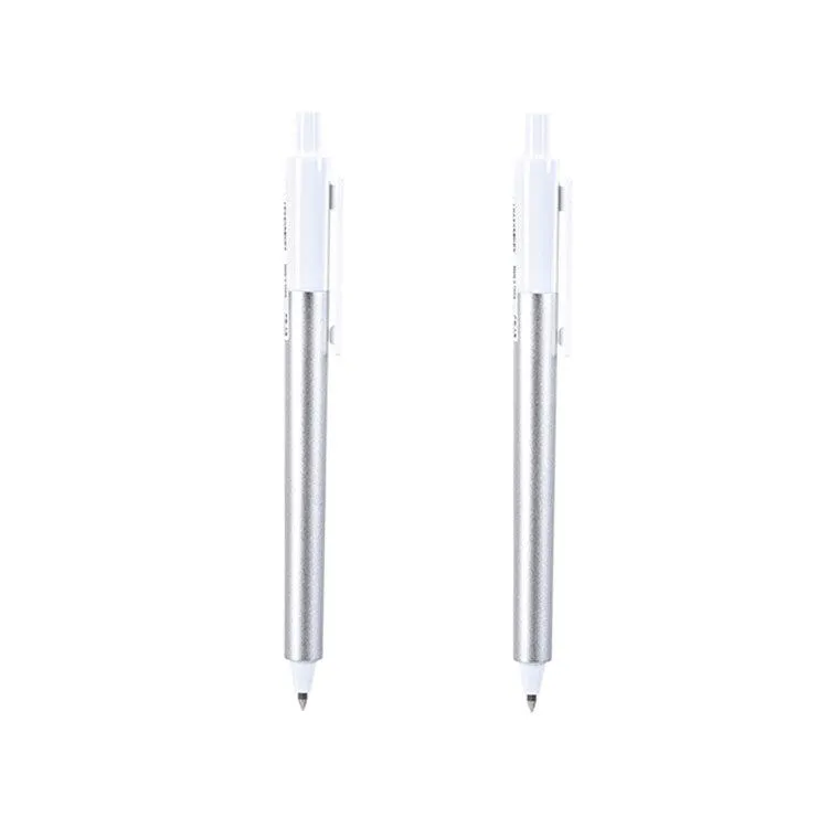 Aluminium White Matte Penholder Gel Pen 0.5mm (Black)