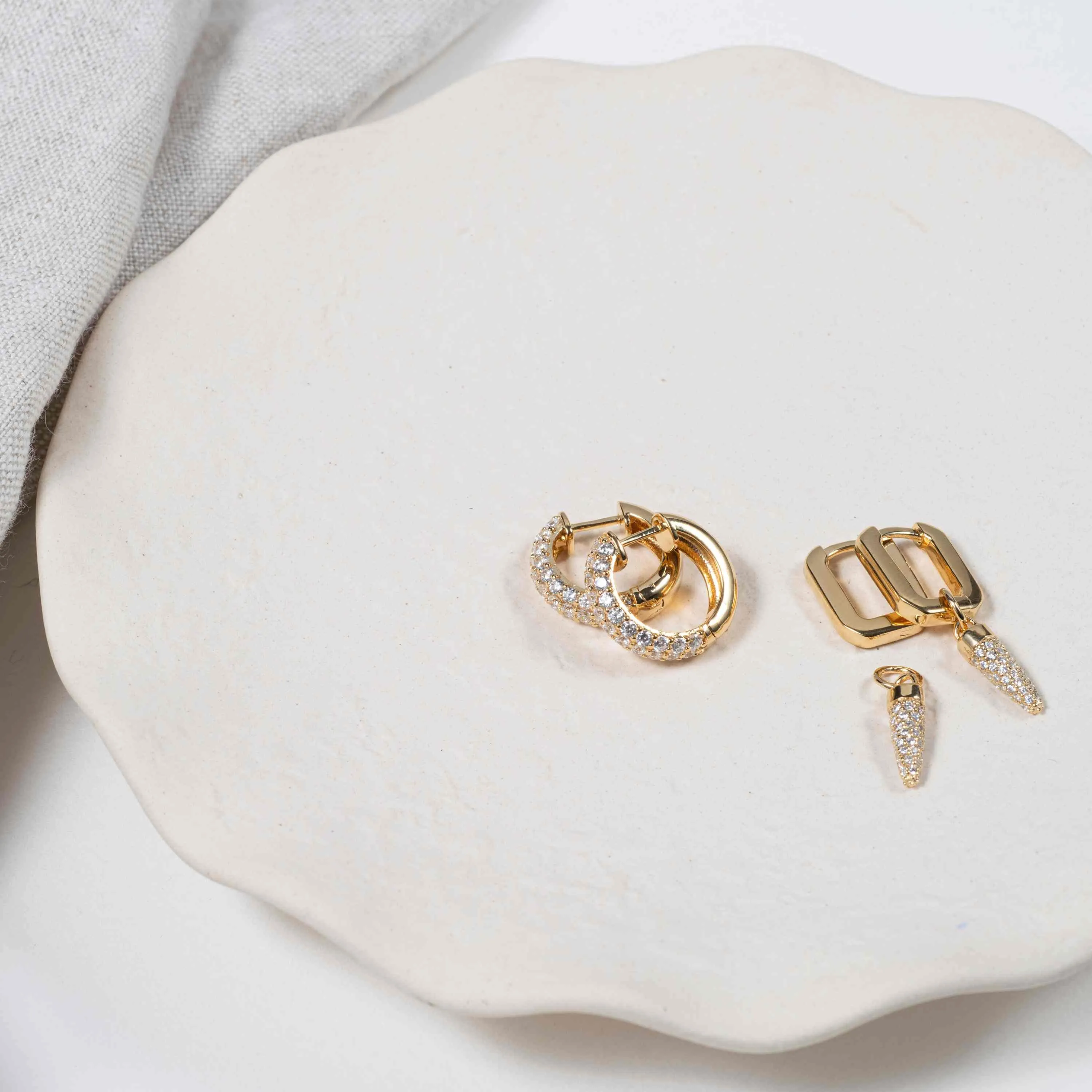 Auree x @theeditbutton Chunky Gold and Cubic Zirconia Round Hoops