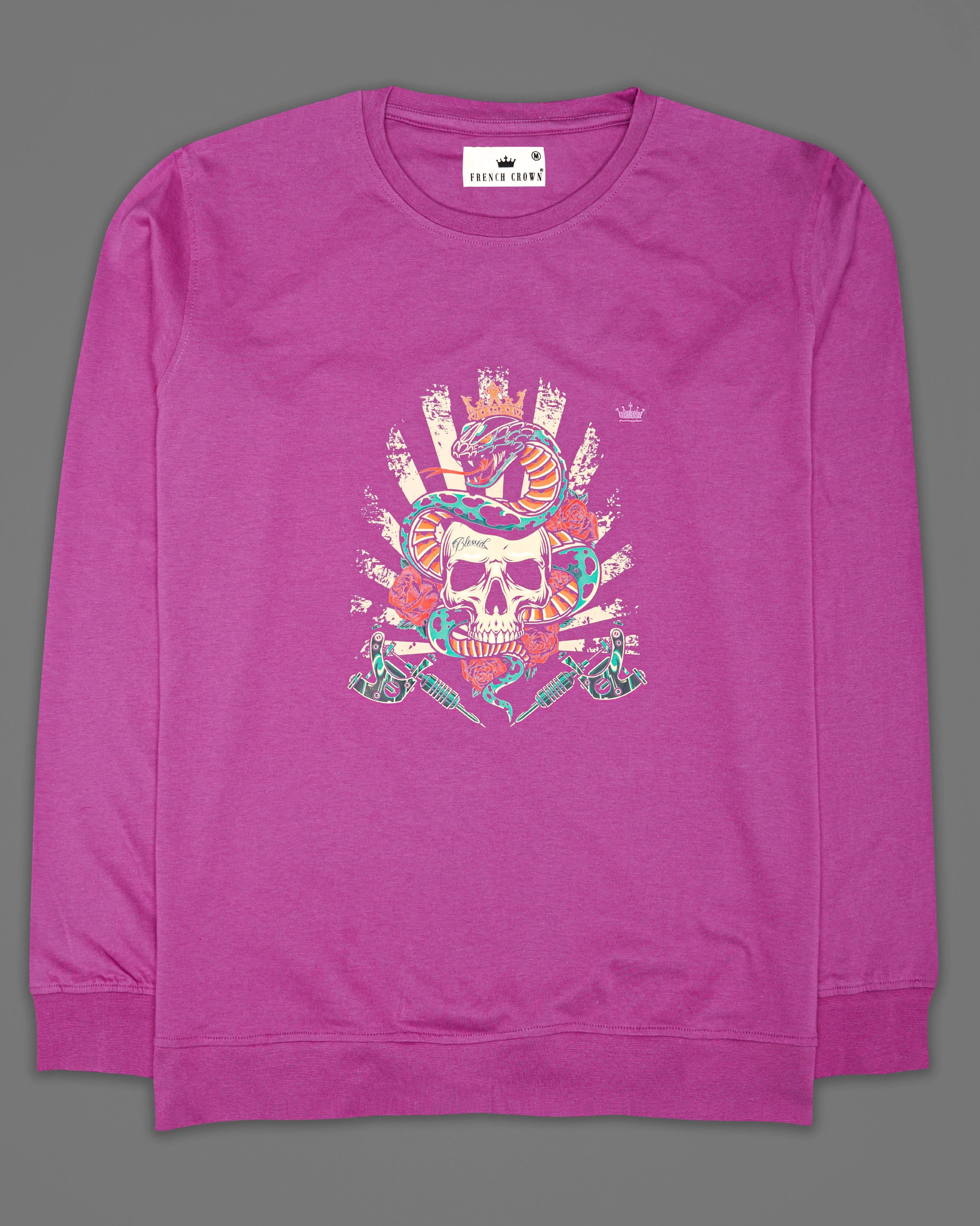 Bashful Pink Rubber Printed Super Soft Organic Cotton Sweatshirt