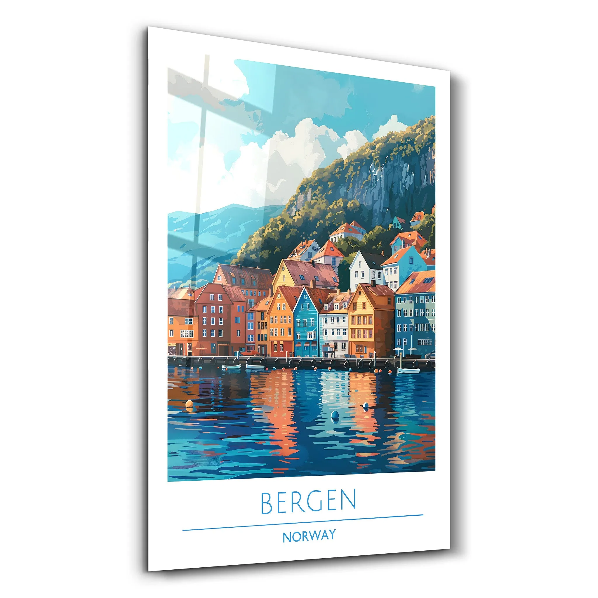 Bergen Norway-Travel Posters | Glass Wall Art