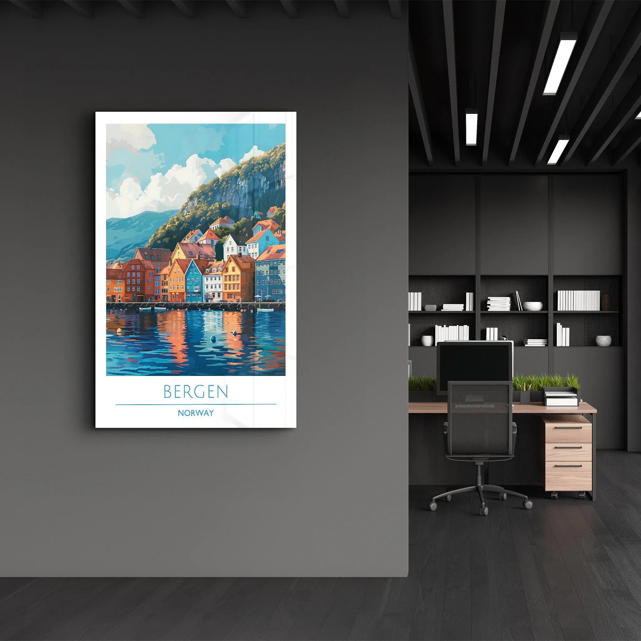 Bergen Norway-Travel Posters | Glass Wall Art