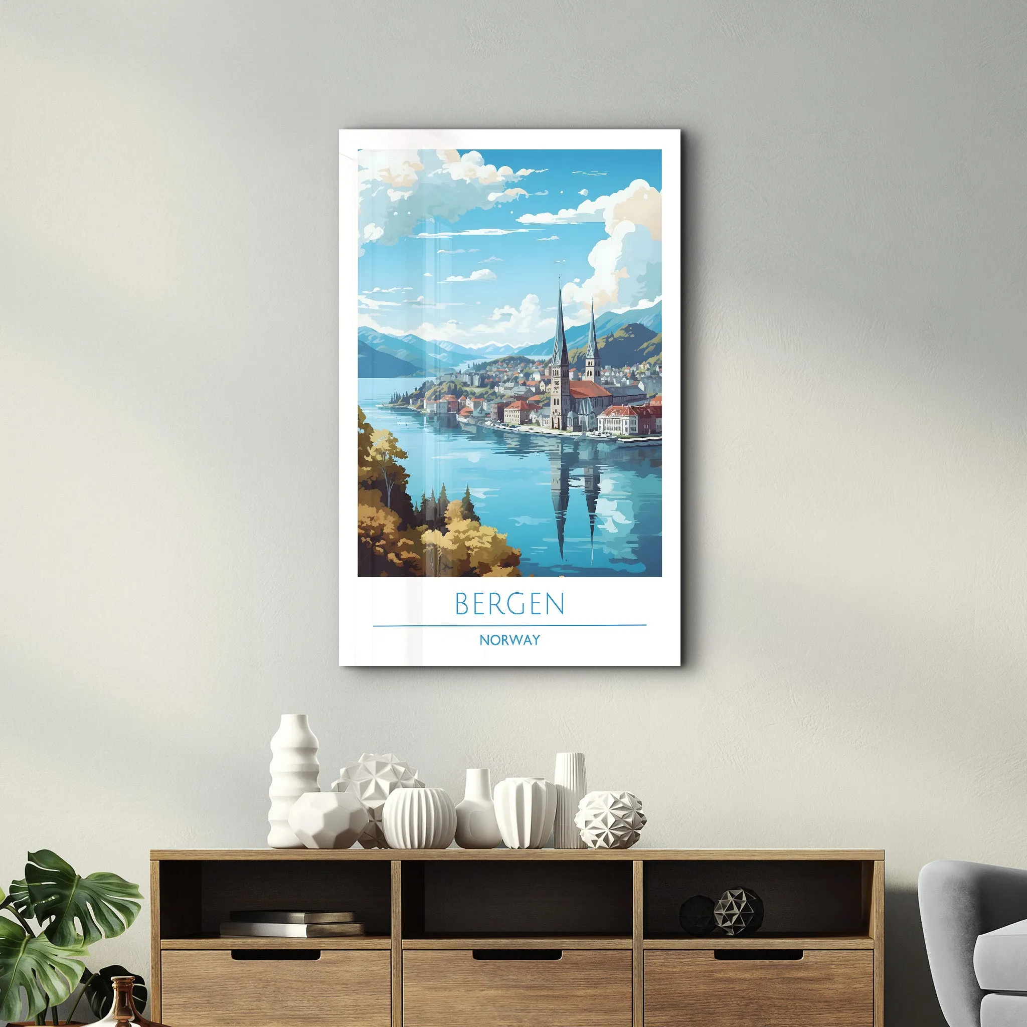 Bergen Norway-Travel Posters | Glass Wall Art