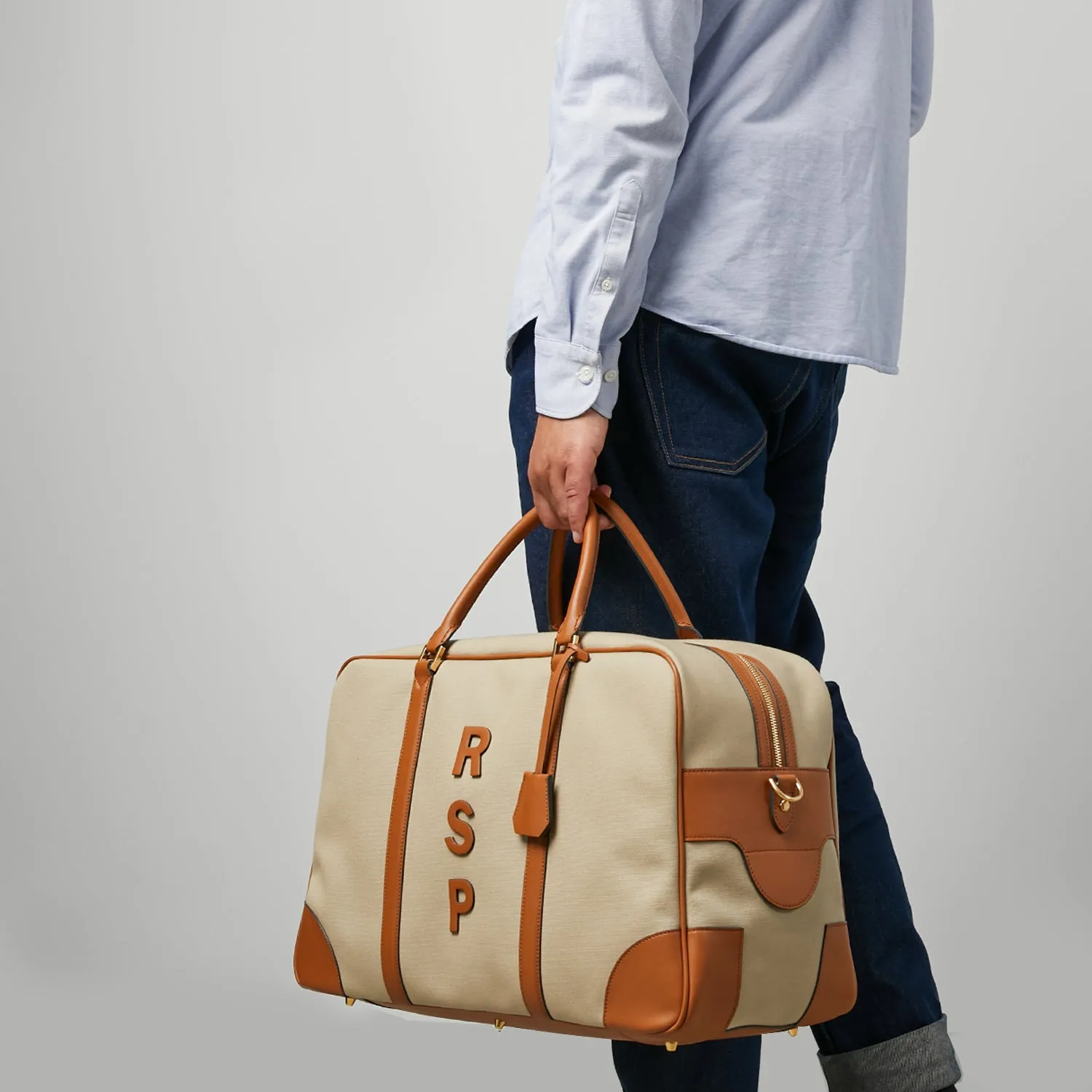 Customizable Luxury Leather Walton Latimer Weekend Travel Bag