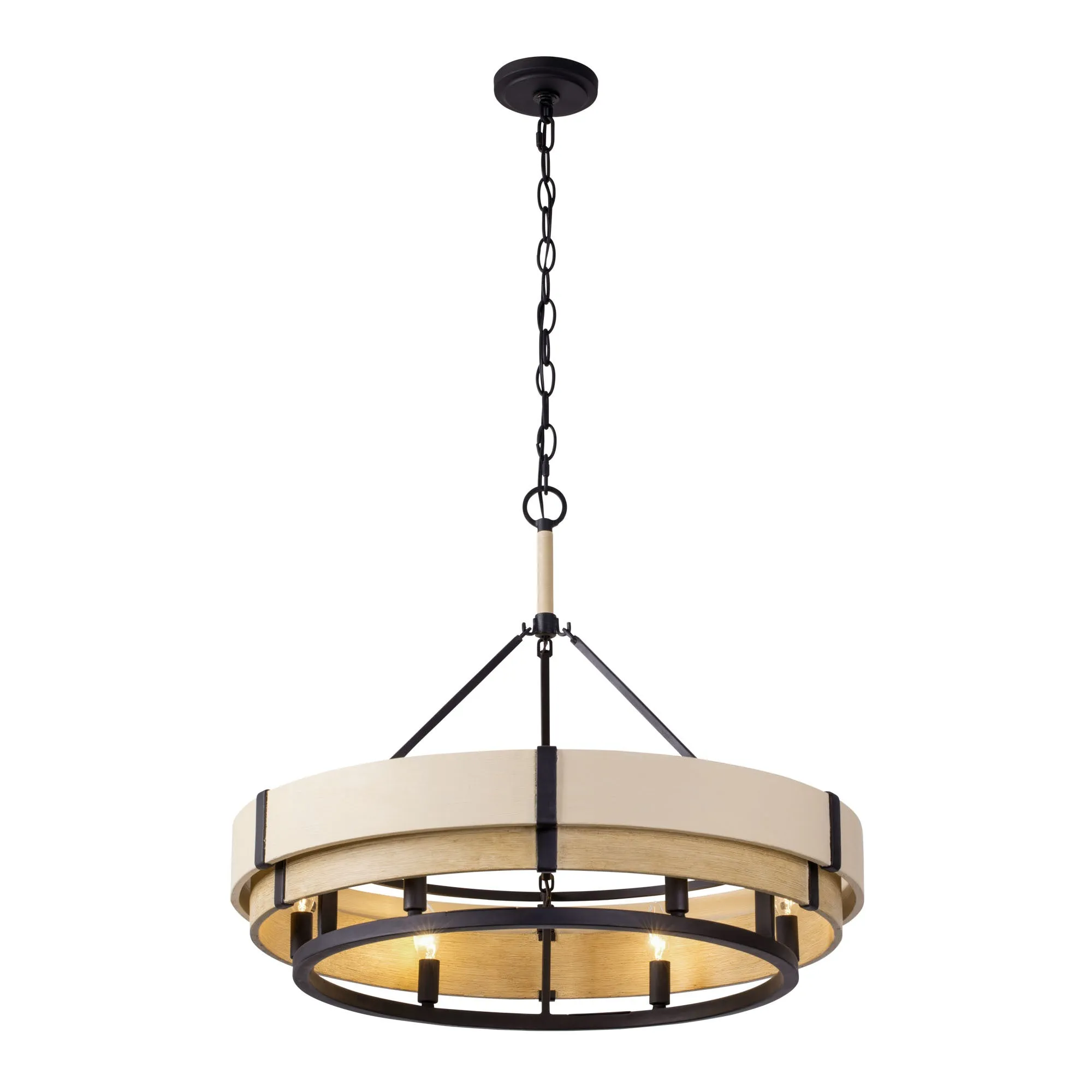 Blonde Moment 389P06MBHN 6-Light Pendant Light - Matte Black/Honey/Medium Oak