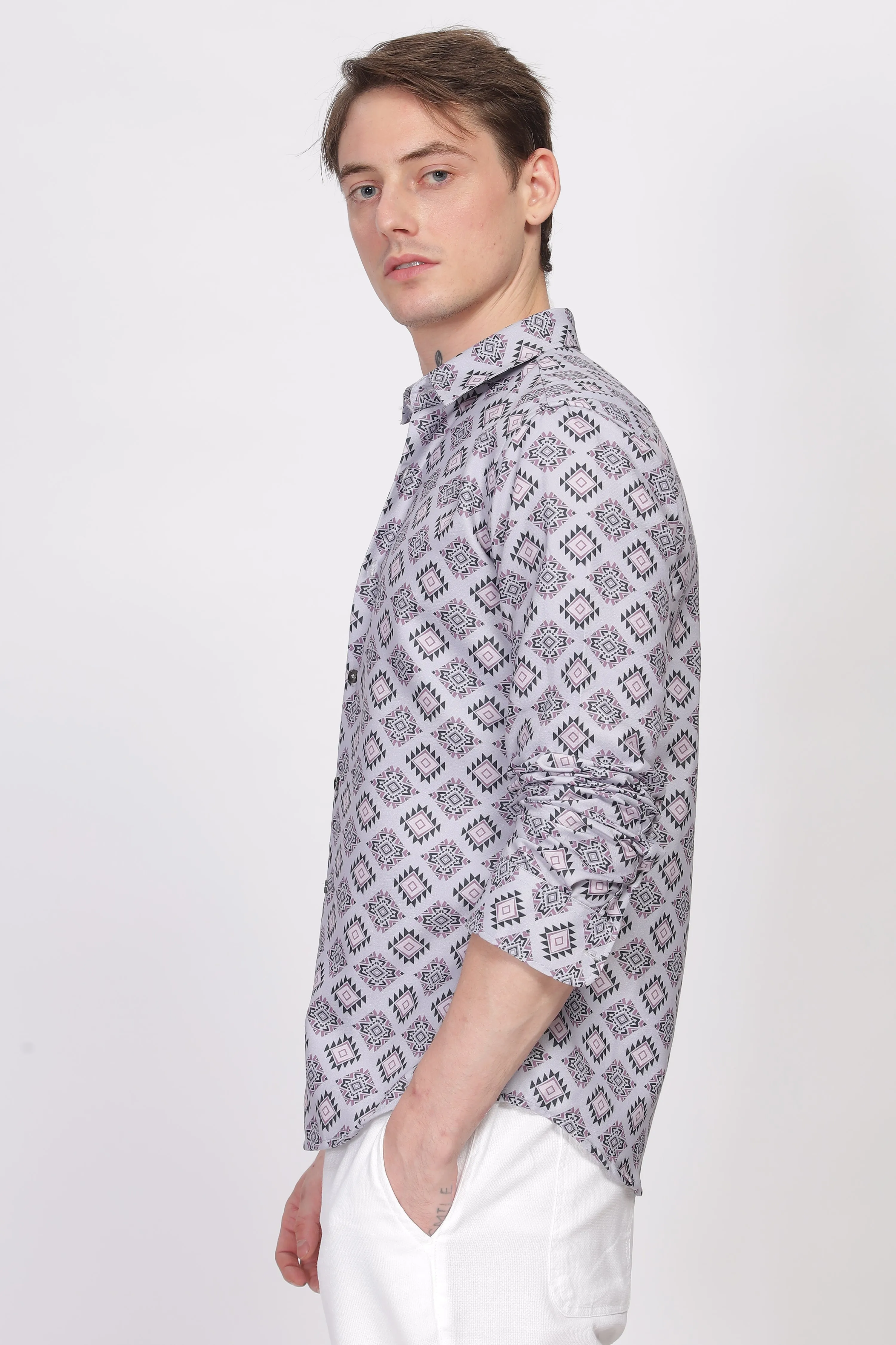 Bloom Diamond Purple Printed Shirt