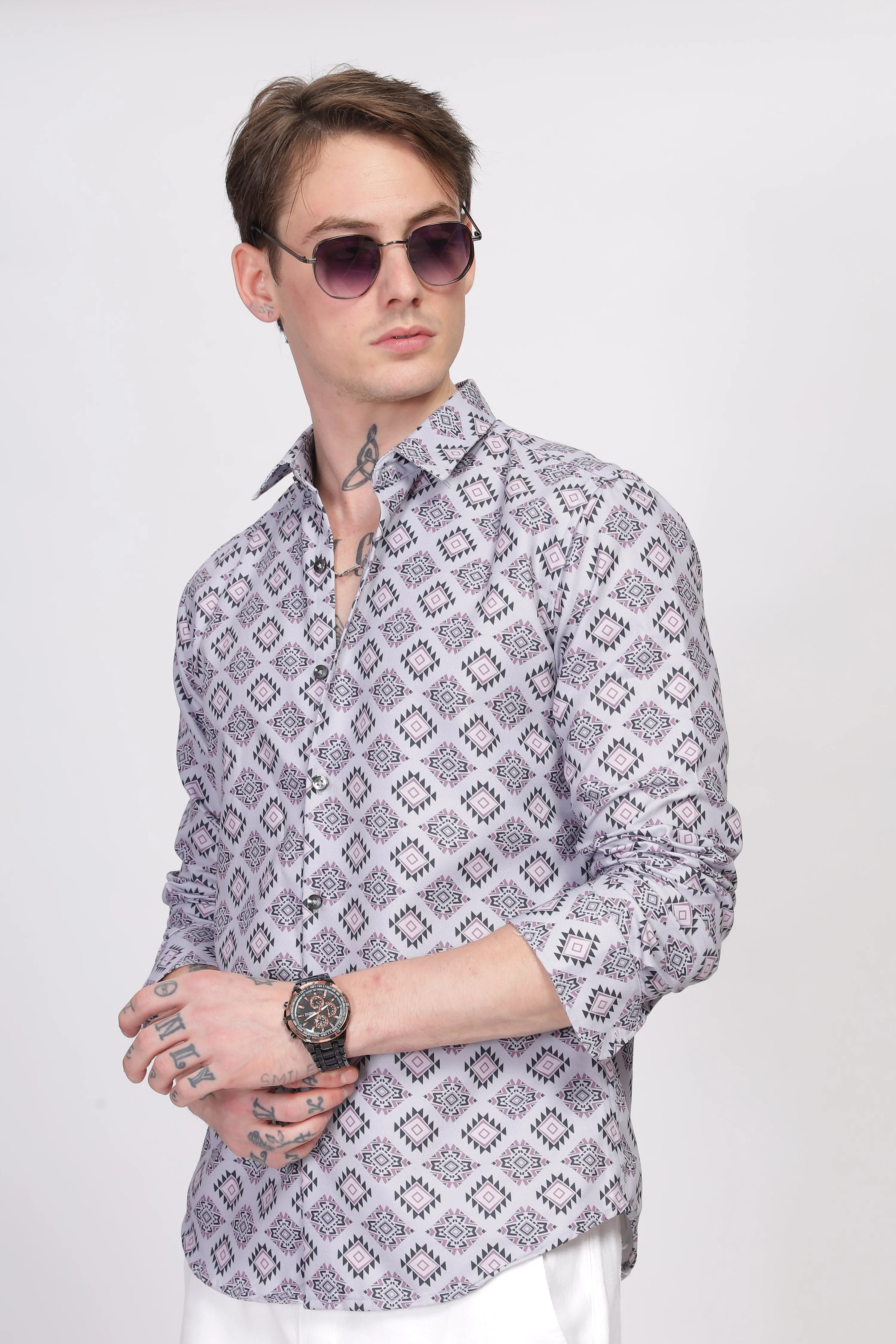 Bloom Diamond Purple Printed Shirt