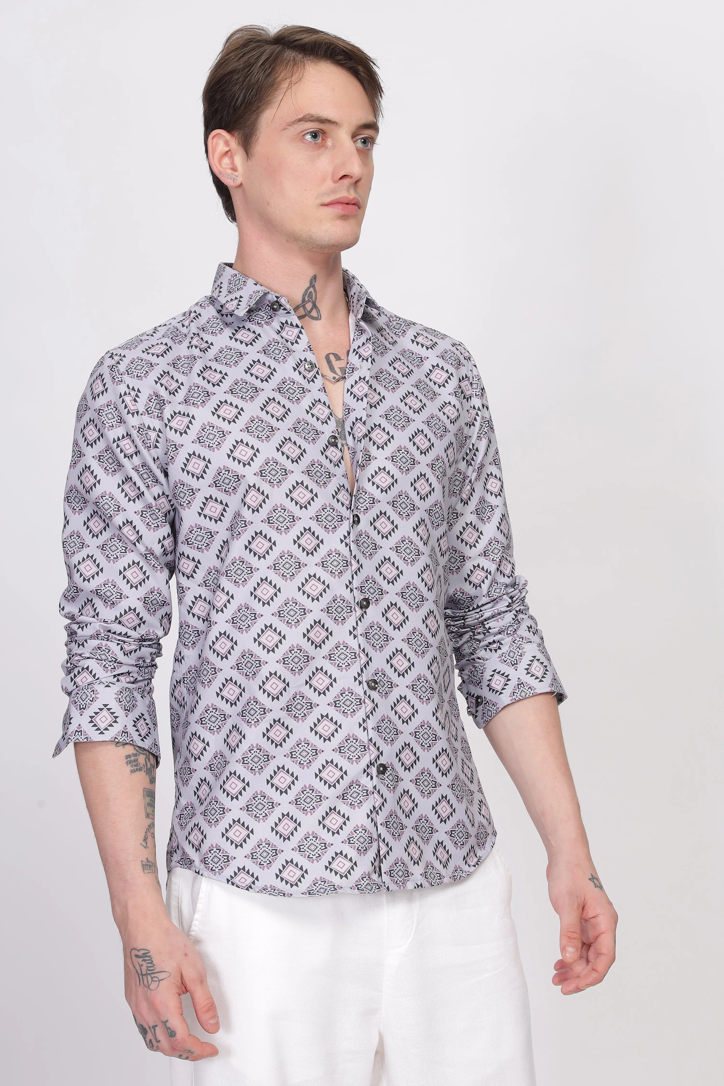 Bloom Diamond Purple Printed Shirt