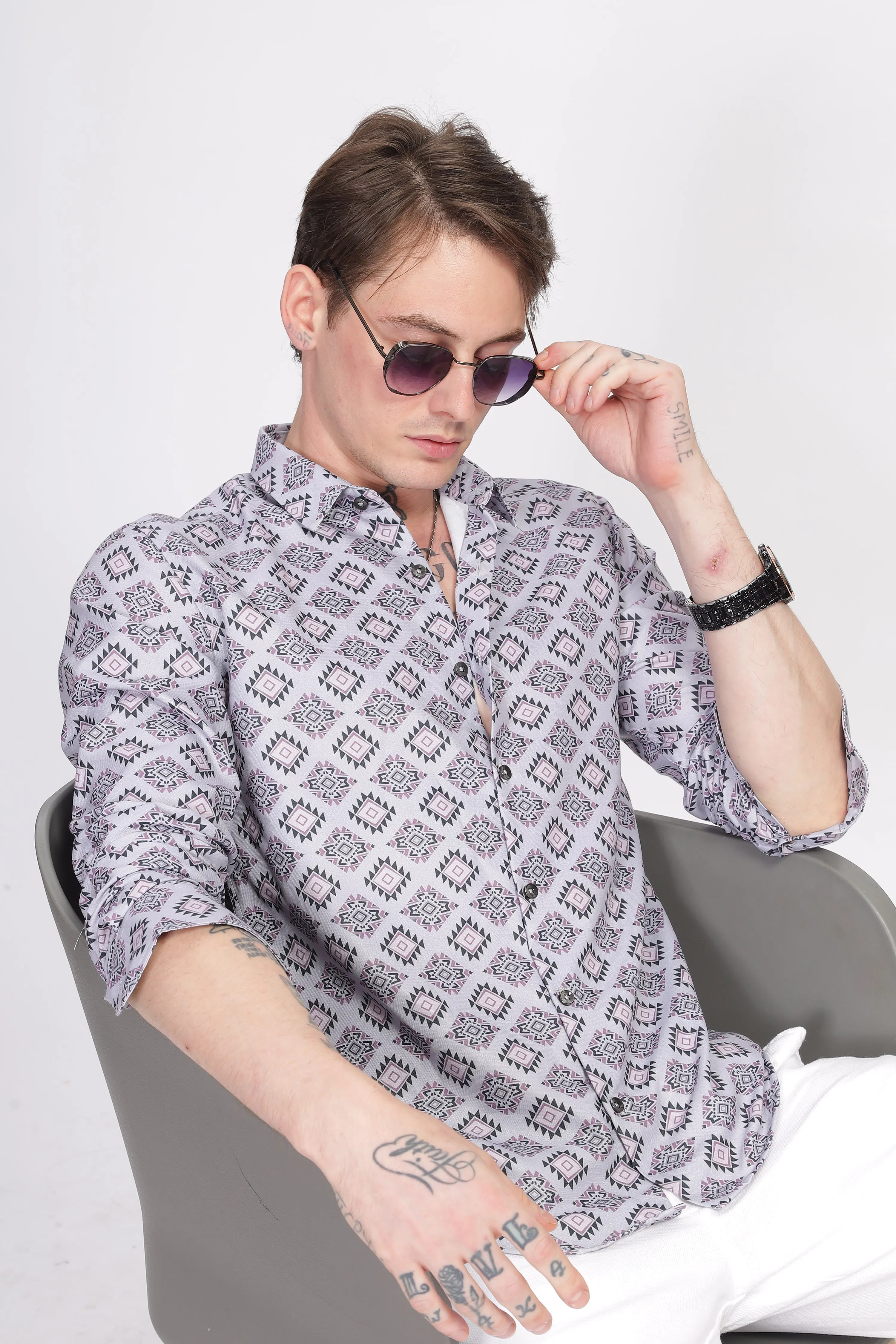 Bloom Diamond Purple Printed Shirt