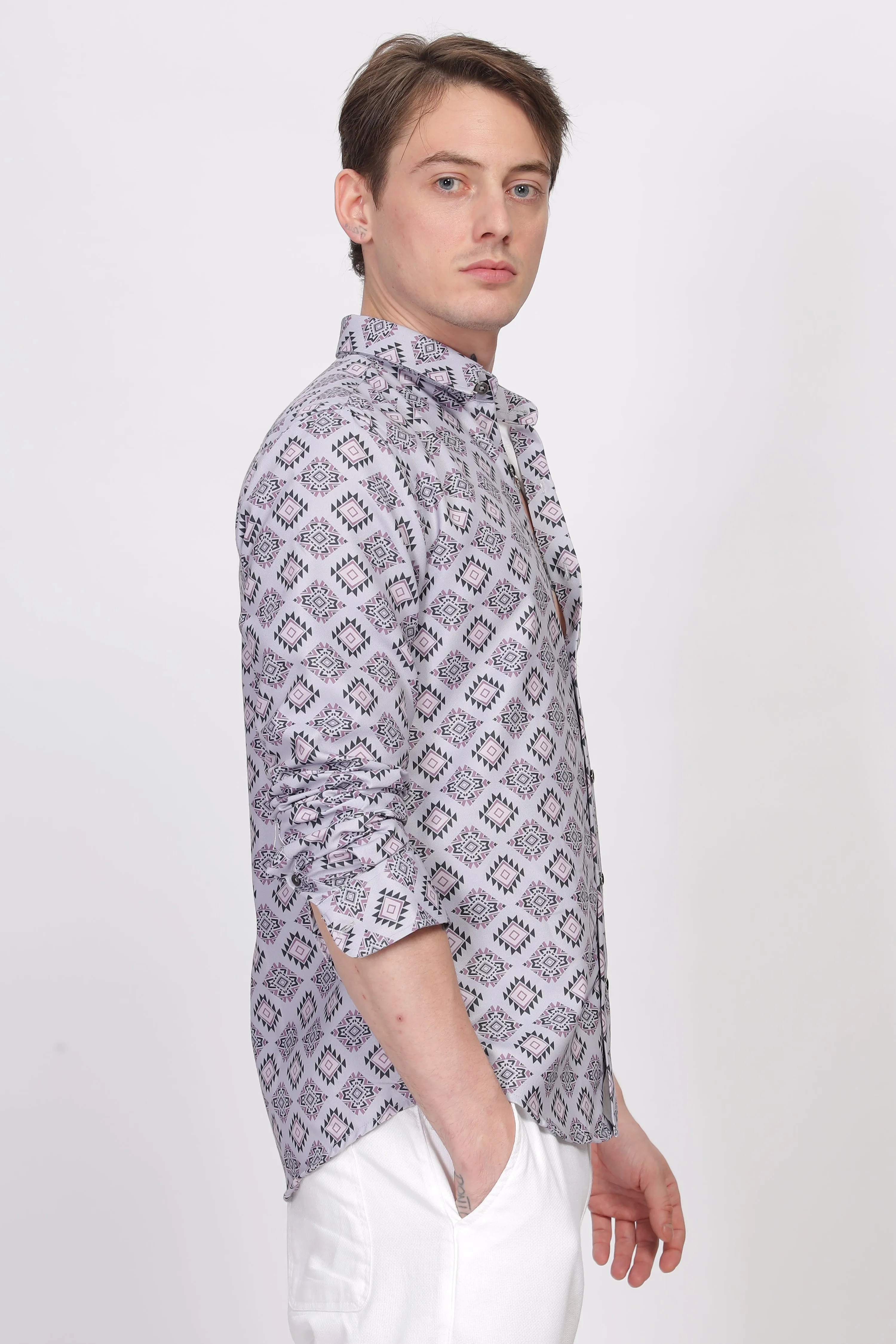 Bloom Diamond Purple Printed Shirt