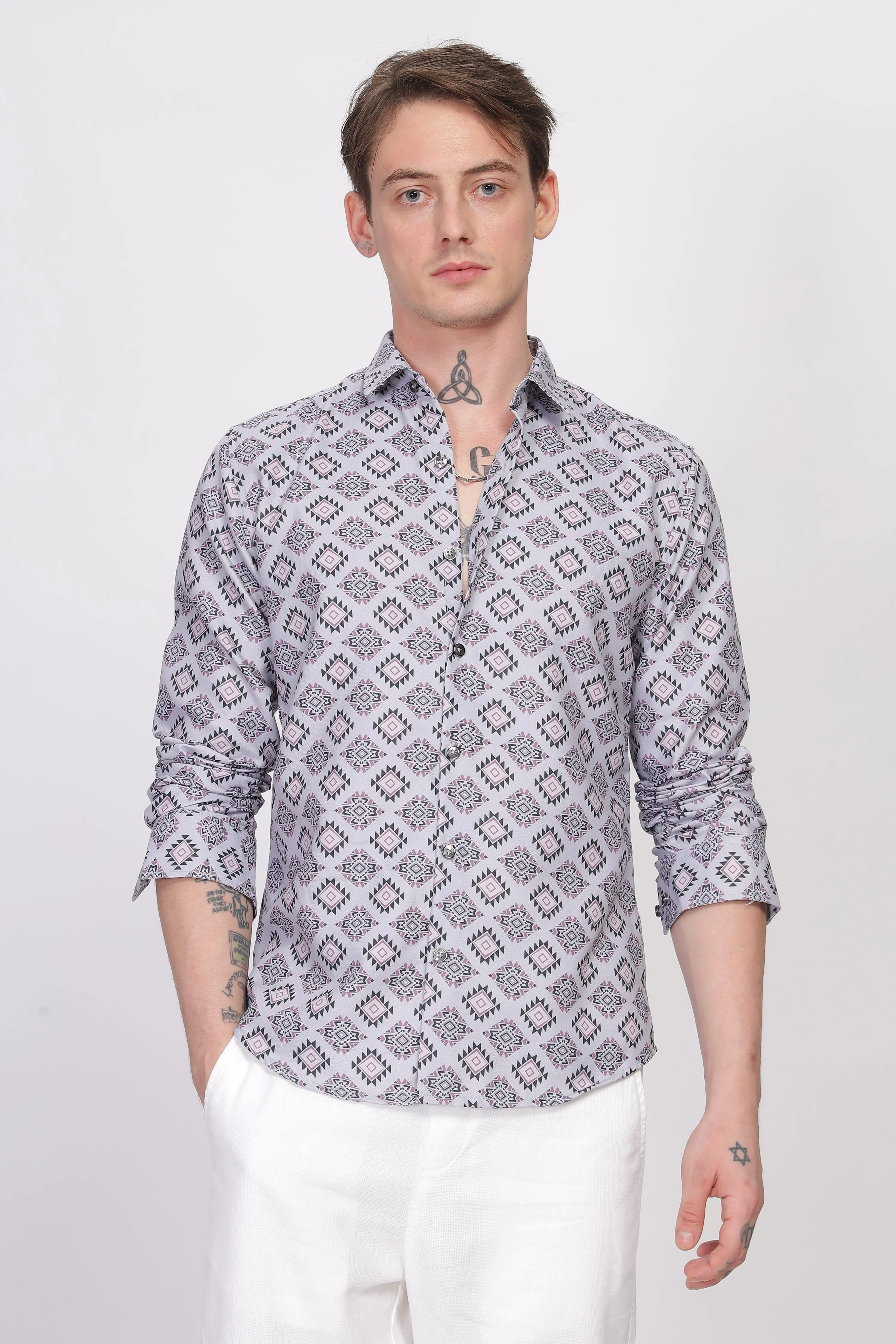 Bloom Diamond Purple Printed Shirt