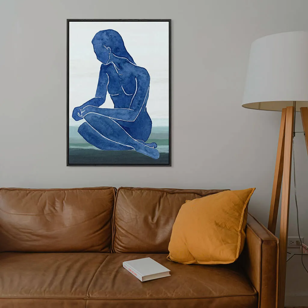 Blue Nude Figure Framed Canvas