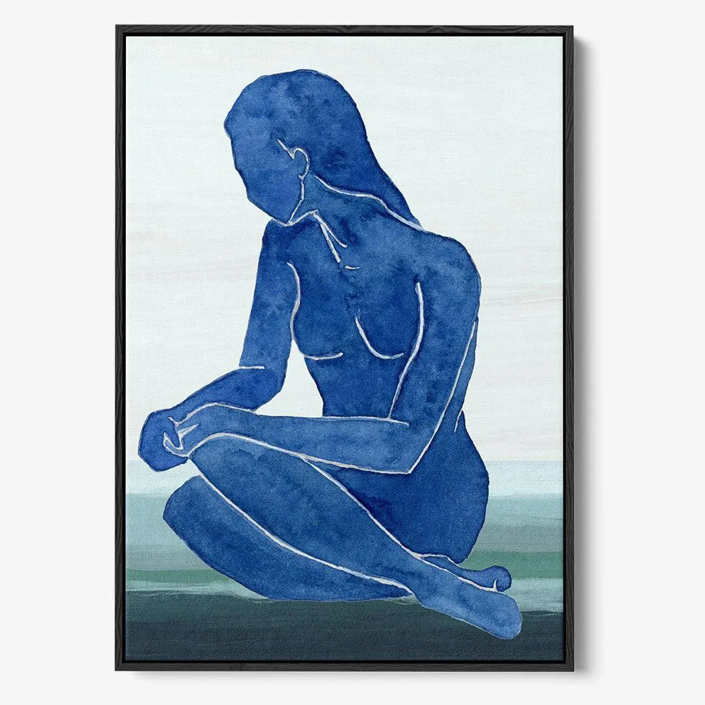 Blue Nude Figure Framed Canvas