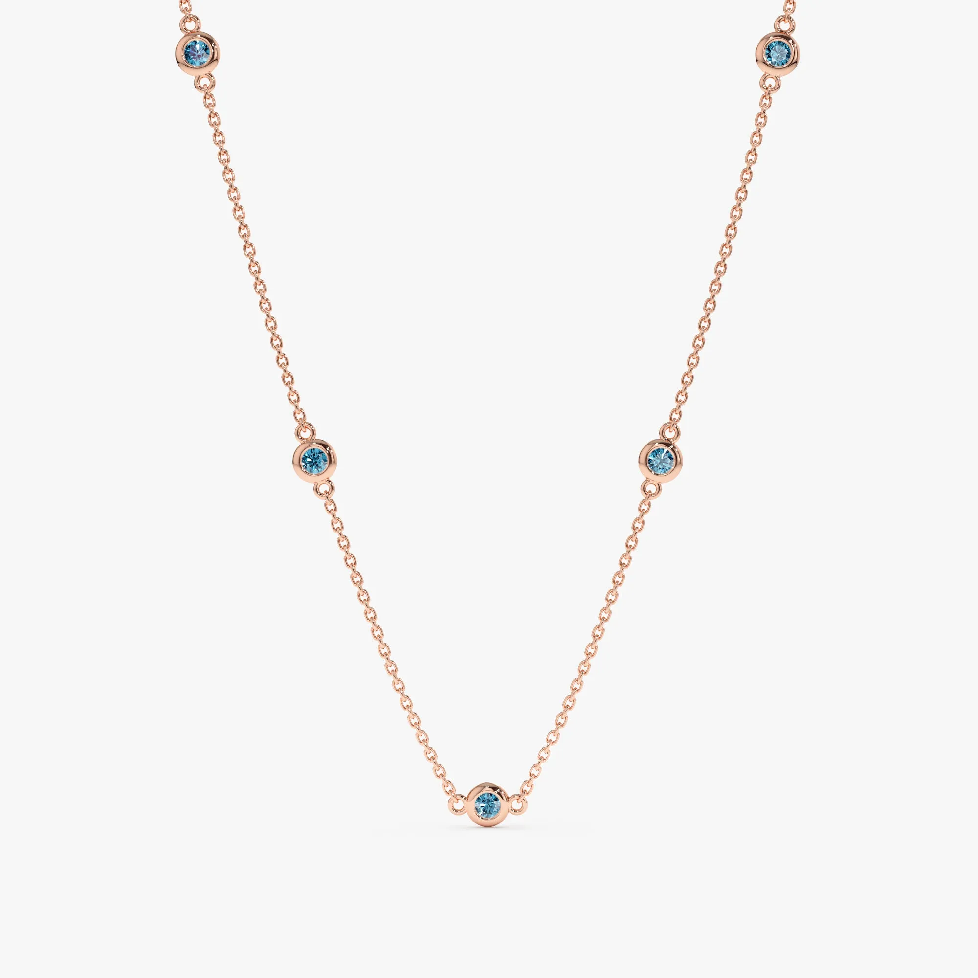 Blue Topaz Station Necklace, Gwen