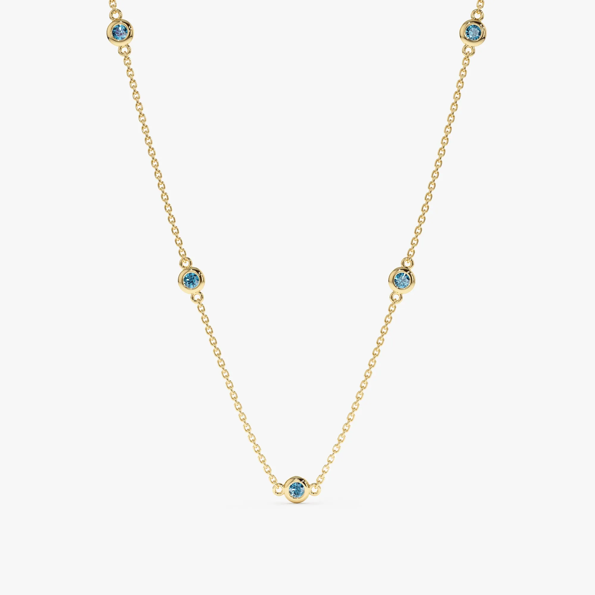 Blue Topaz Station Necklace, Gwen