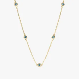 Blue Topaz Station Necklace, Gwen