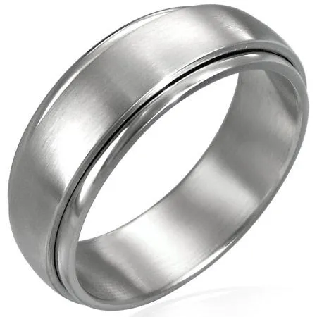 Brushed Stainless Steel Spinner Ring / FNS007