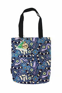 Bush Tucker Blue Cotton Tote Bag Small