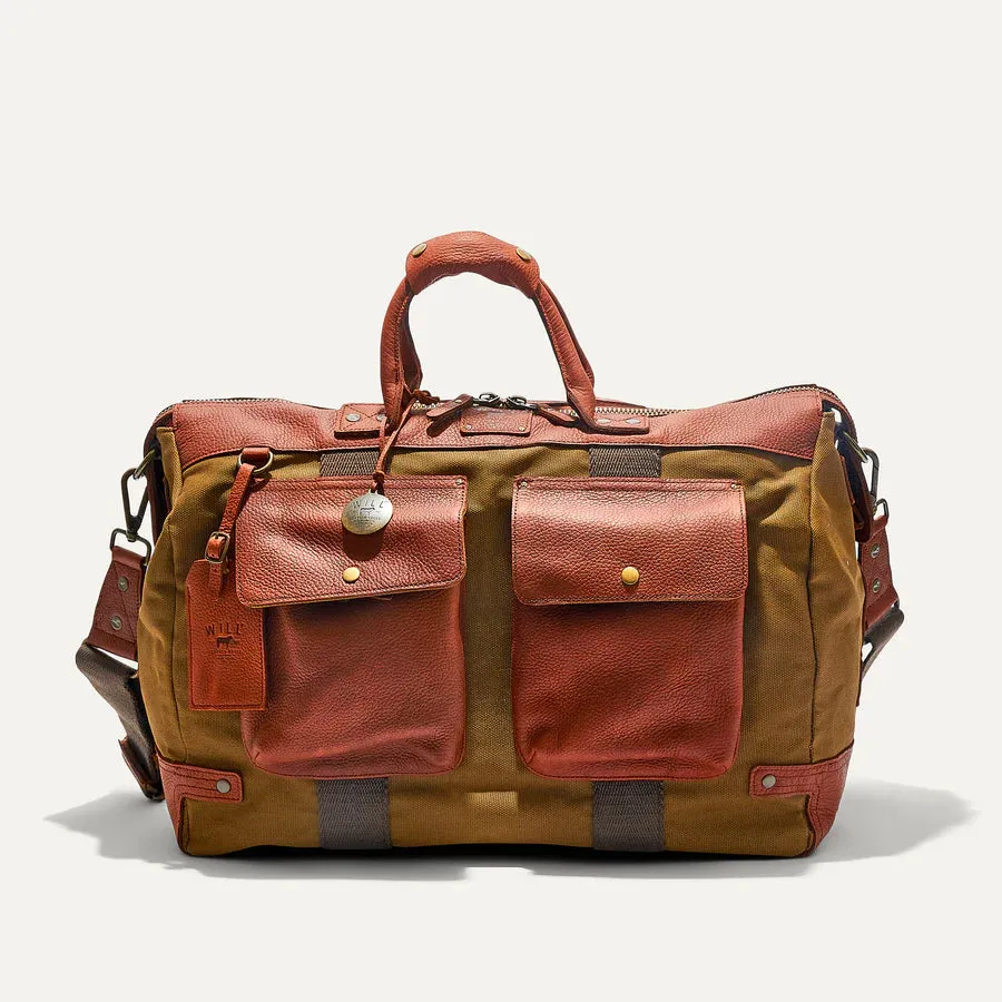 CANVAS & LEATHER TRAVEL DUFFLE TOBACCO