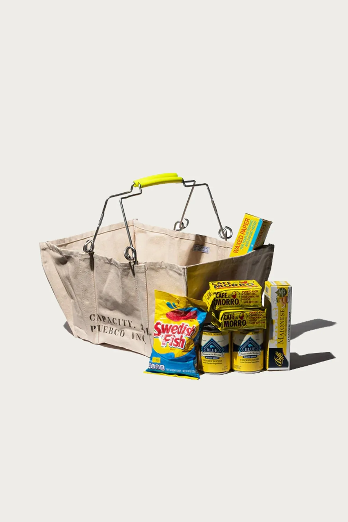 Canvas Market Basket - Yellow Handle