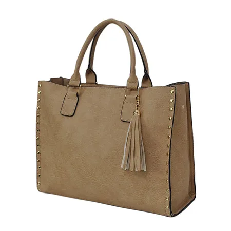 Caramel NGIL Faux Leather 2-IN-1 Tassel Bag