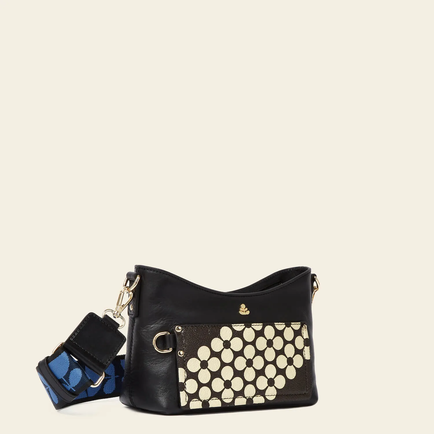 Carrymin Crossbody - Black Cream Flower