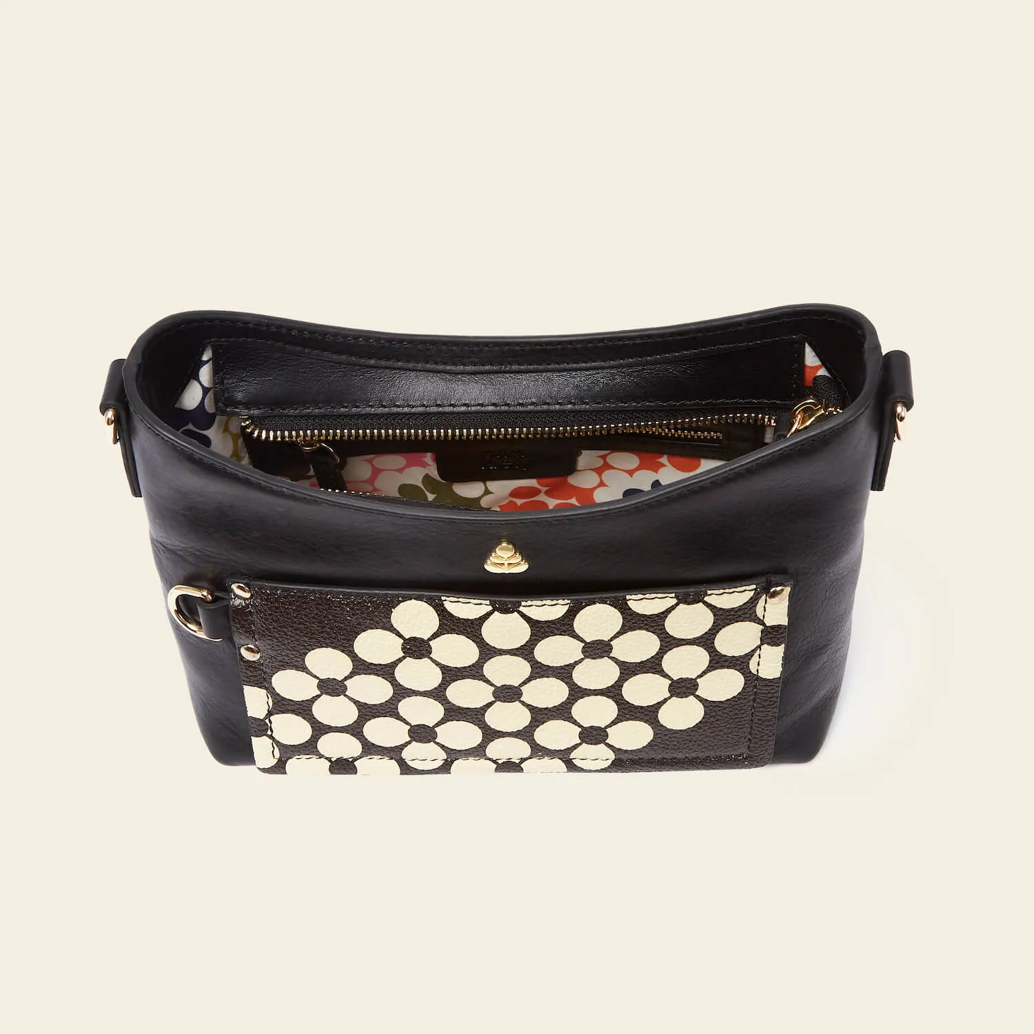 Carrymin Crossbody - Black Cream Flower