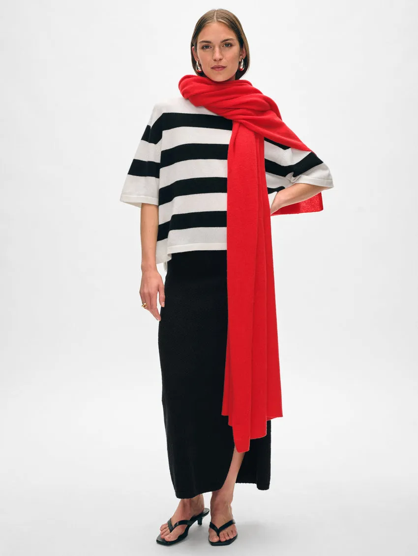 Vibrant Scarlet Red Cashmere Travel Wrap for an Elevated Style