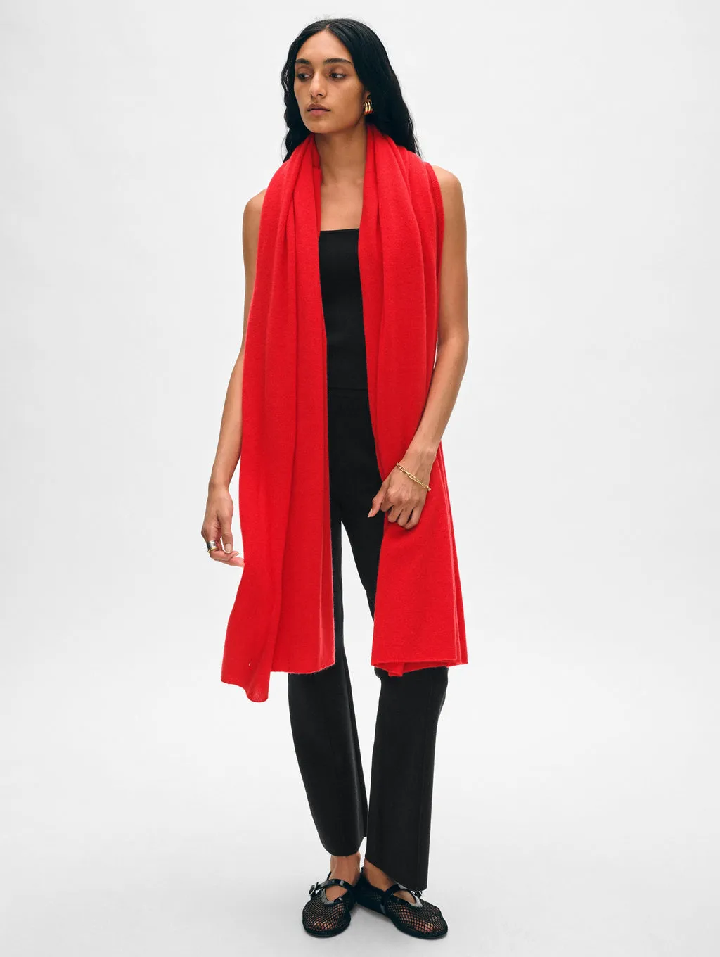 Vibrant Scarlet Red Cashmere Travel Wrap for an Elevated Style