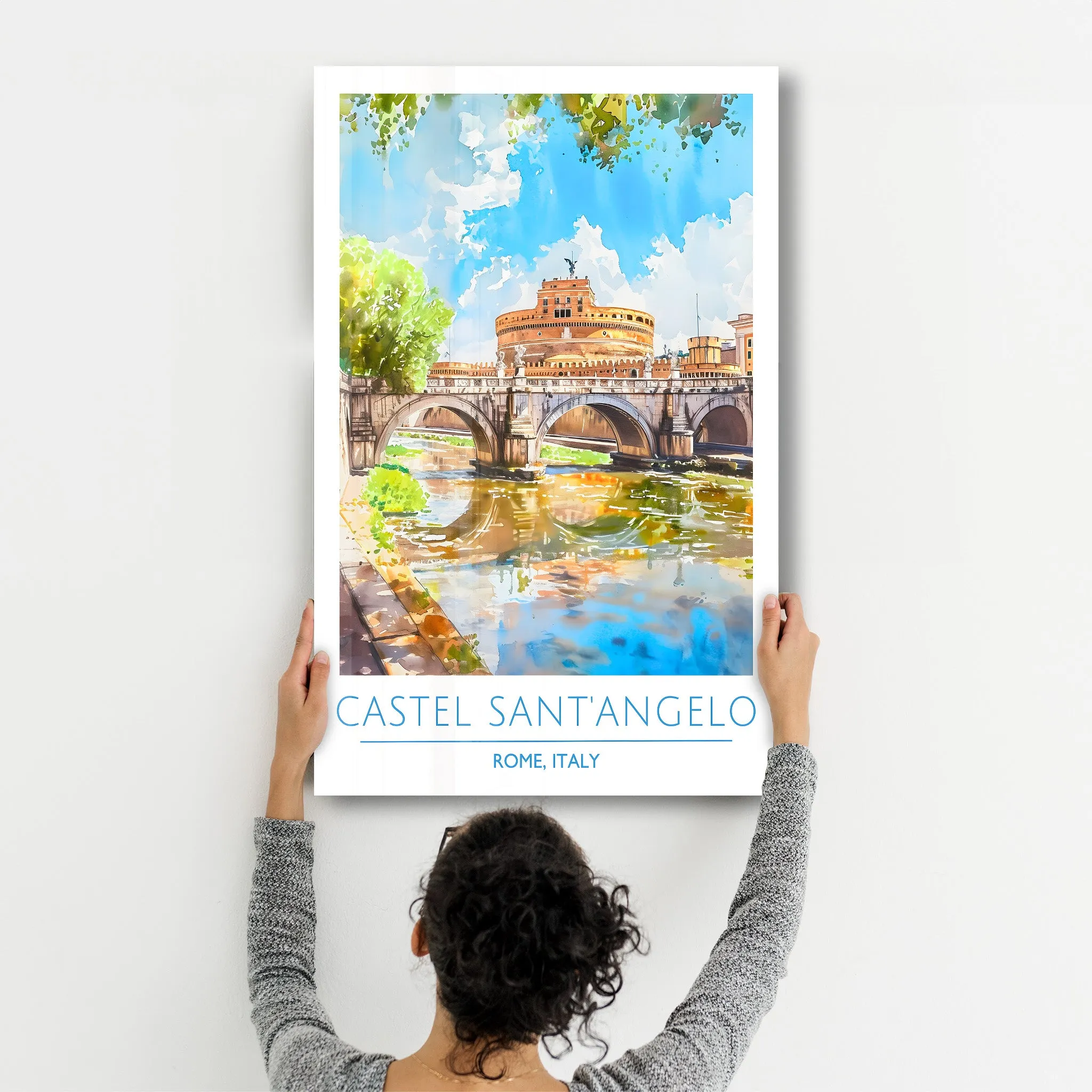 Castel Sant'Angelo-Rome Italy-Travel Posters | Glass Wall Art