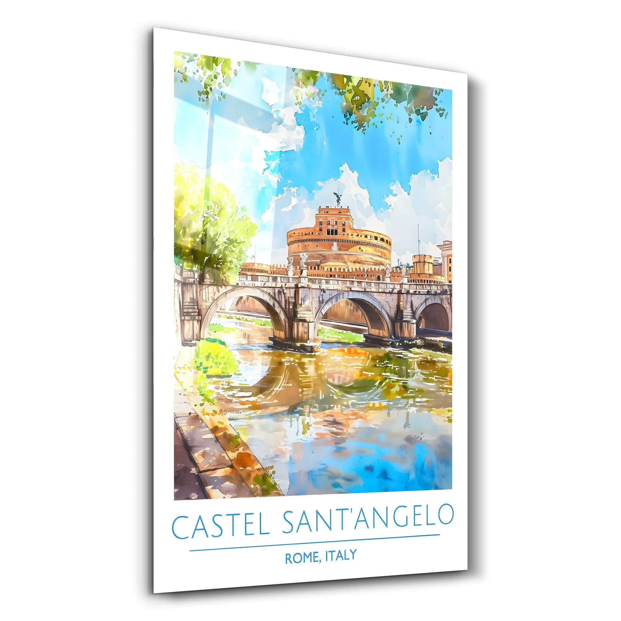 Castel Sant'Angelo-Rome Italy-Travel Posters | Glass Wall Art