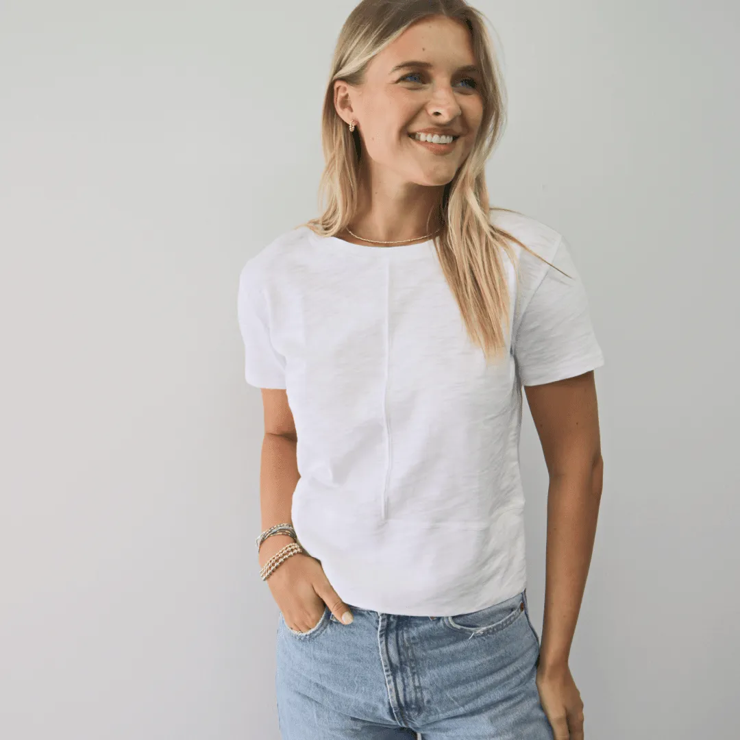 Celia Perfect Length Tee in White - Short Sleeve