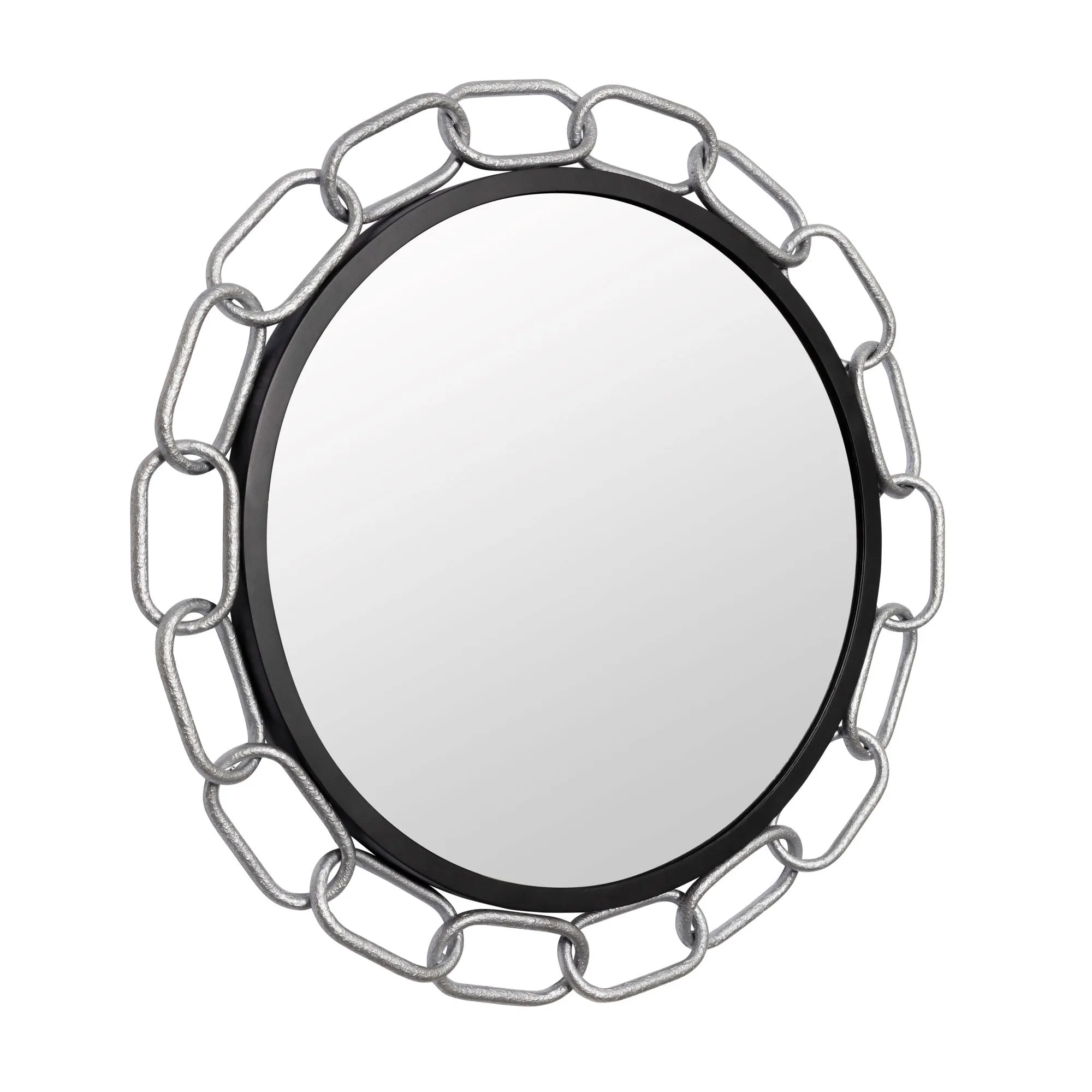 Chains of Love 444MI30MBTS 30-Inch Round Mirror - Matte Black/Textured Silver