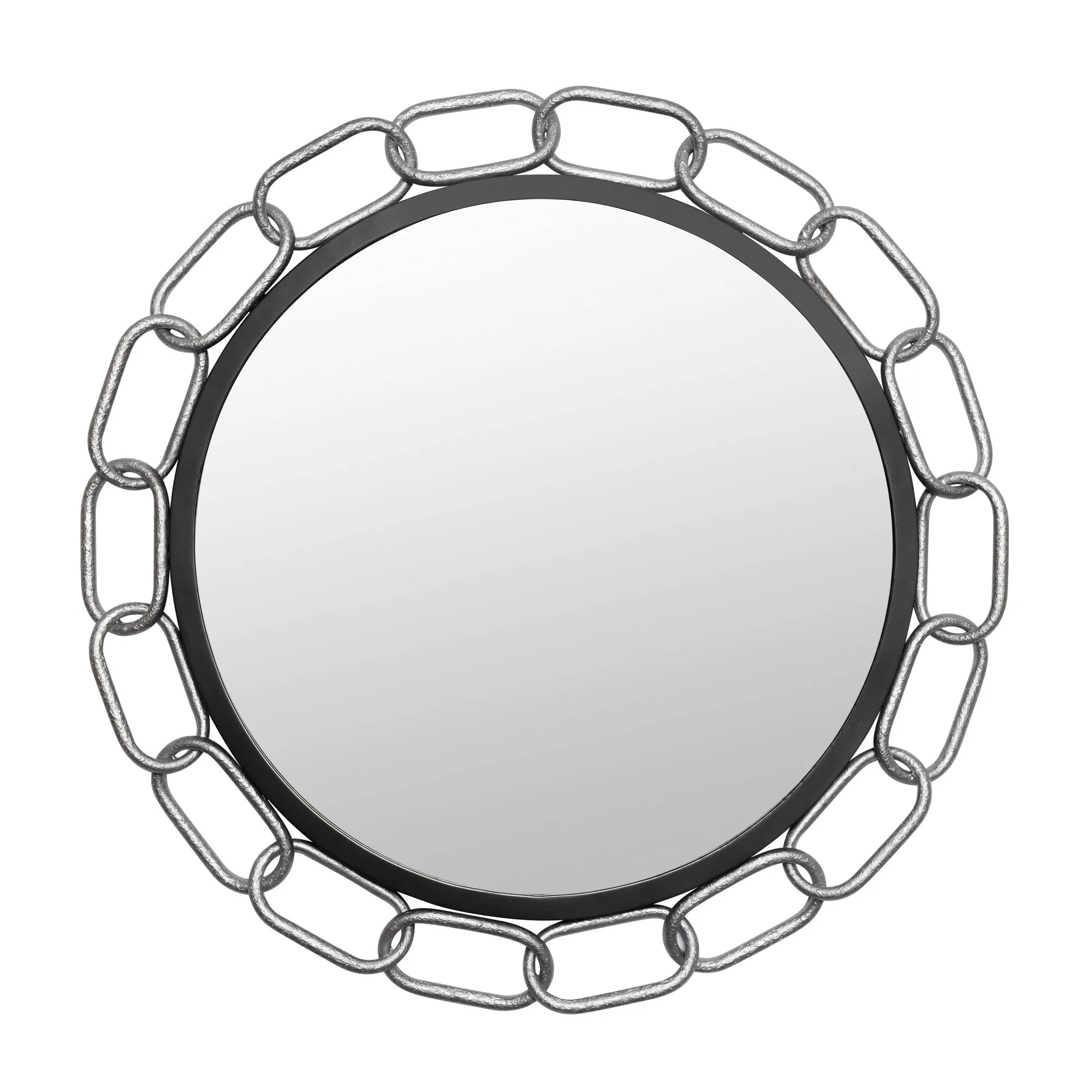 Chains of Love 444MI30MBTS 30-Inch Round Mirror - Matte Black/Textured Silver