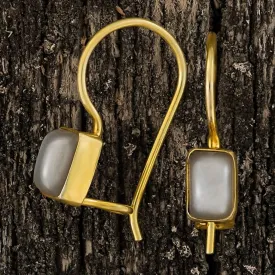 Contemporary Drop Gray Moonstone Earrings