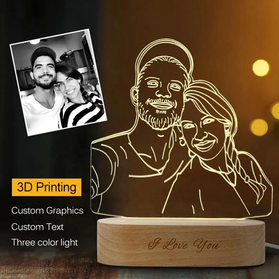 Custom Shape 3D AcrylicPicture Night Light Engraved