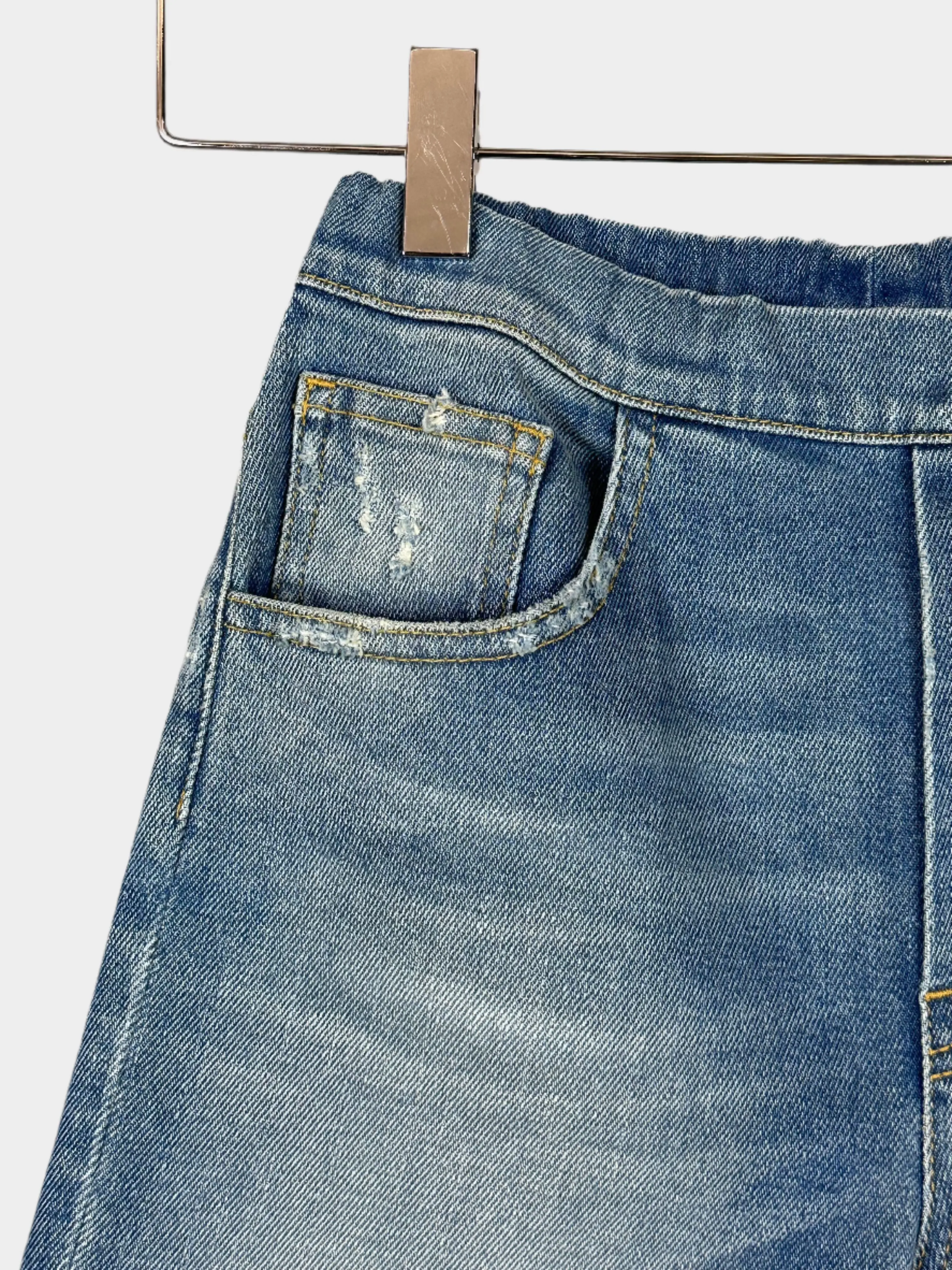 Denim Elastic Waist Bermuda Jeans