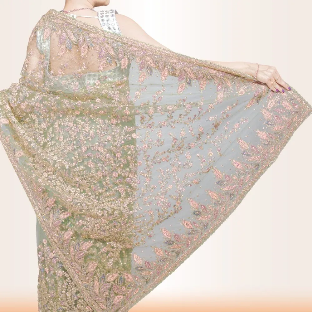 Designer Indian Wedding saree - Gray