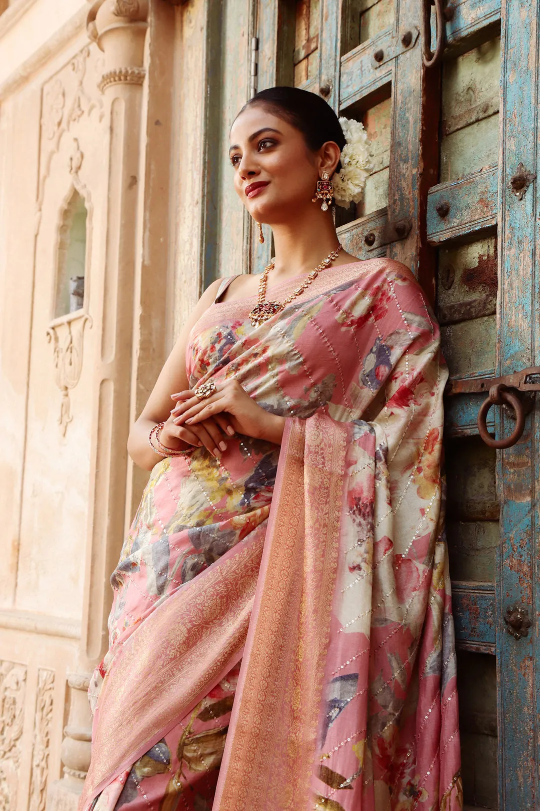 Digital Floral Printed Handloom Saree