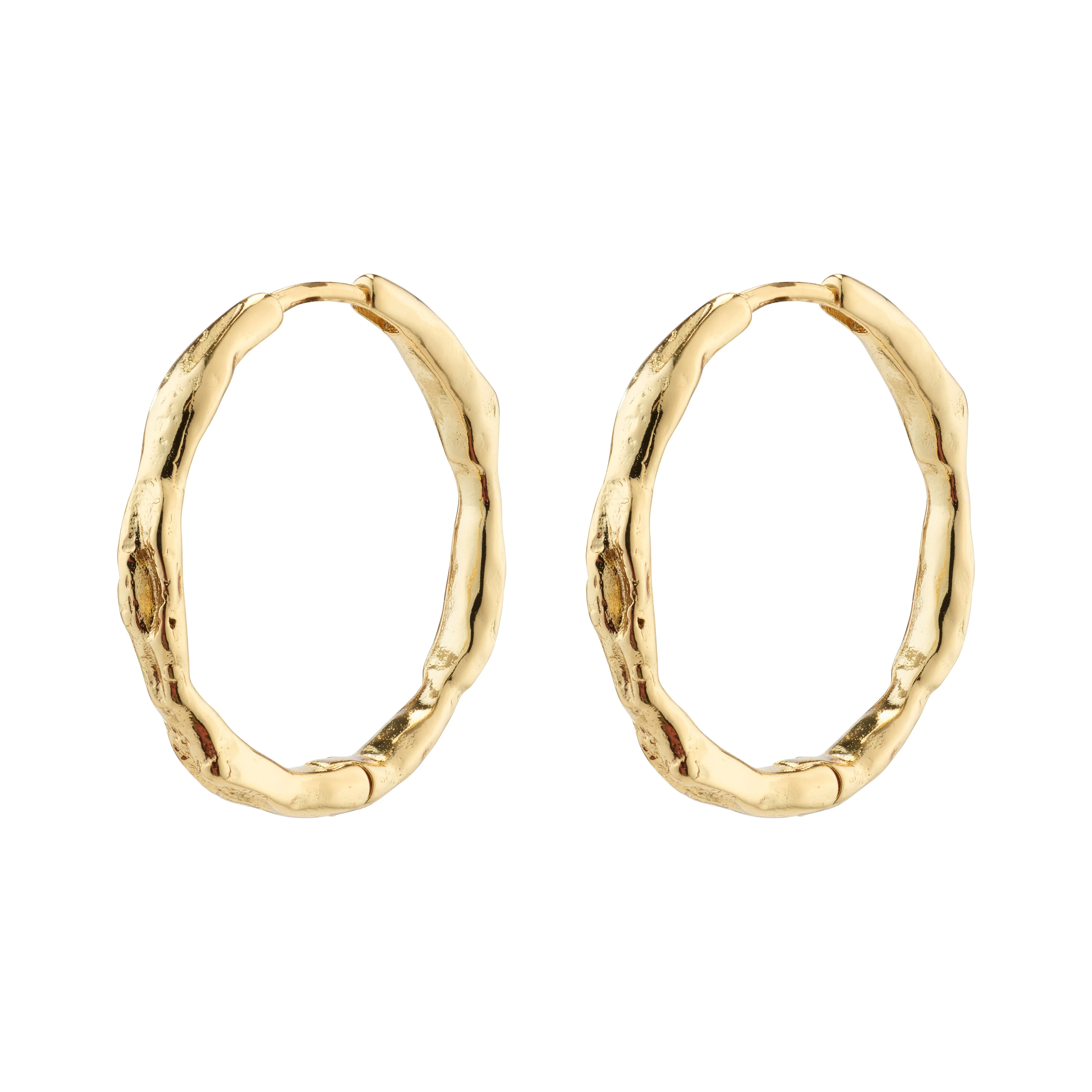 EDDY recycled  organic shaped large hoops gold-plated