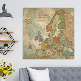 Europe Push Pin Travel Map