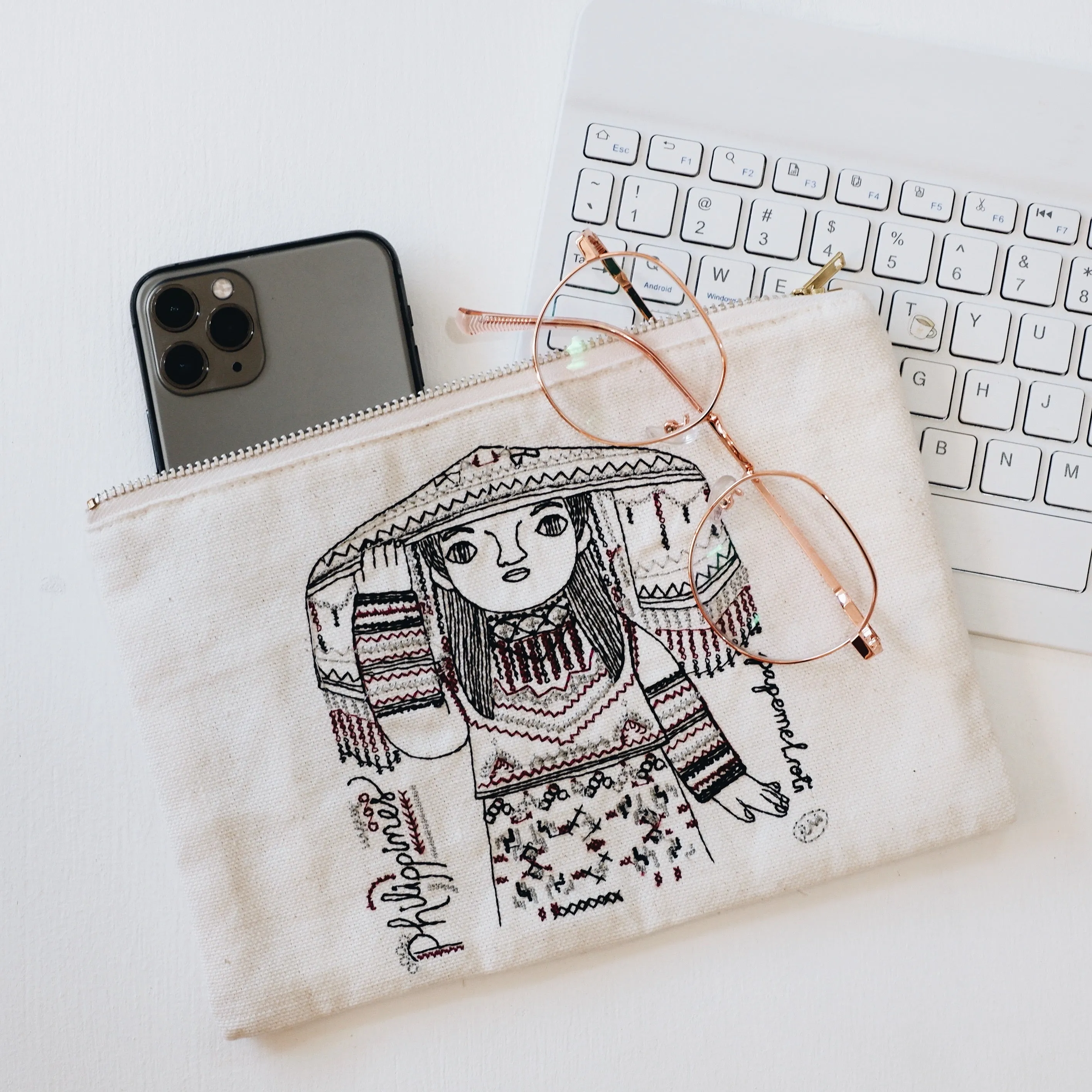 Filipiniana Embroidered Canvas Pouch