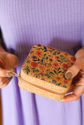 Floral & Cork Travel Jewelry Box